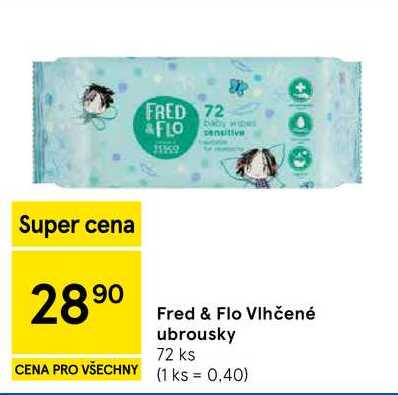 Fred & Flo Vlhčené ubrousky, 72 ks 