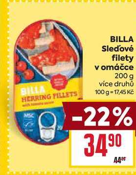 BILLA Sledové filety v omáčce 200 g 