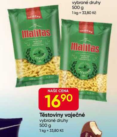Malitas Těstoviny vaječné vybrané druhy 500 g