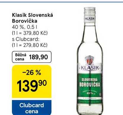 Klasik Slovenská Borovička 40%, 0,5 l