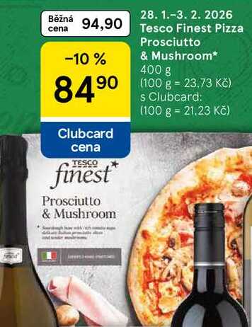 Tesco Finest Pizza Prosciutto & Mushroom, 400 g  
