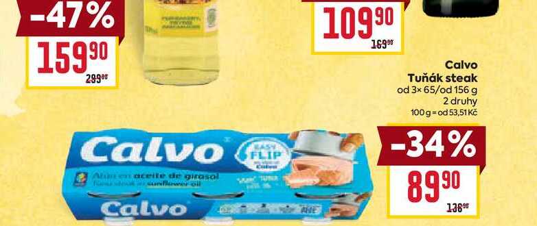 Calvo Tuňák steak od 3x 65/od 156 g