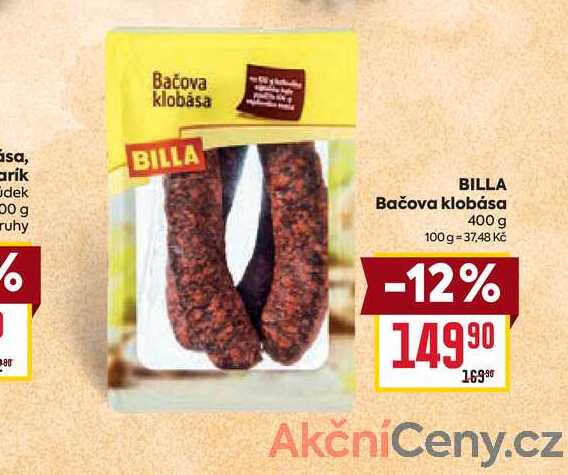 BILLA Bačova klobása 400 g