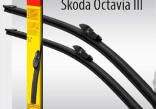 Stěrače Flat sada řidič a spolujezdec 61cm / 45cm - adaptéry typ Cube / Škoda Octavia III