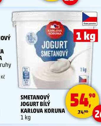 SMETANOVÝ JOGURT BÍLÝ KARLOVA KORUNA, 1 kg
