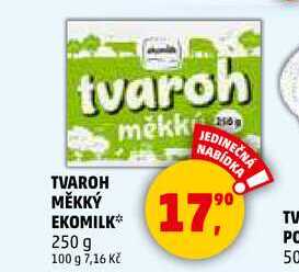 TVAROH MĚKKÝ EKOMILK, 250 g 