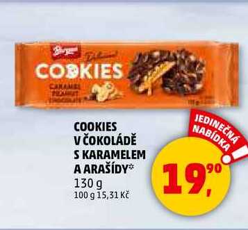 COOKIES V ČOKOLÁDĚ S KARAMELEM A ARAŠÍDY, 130 g