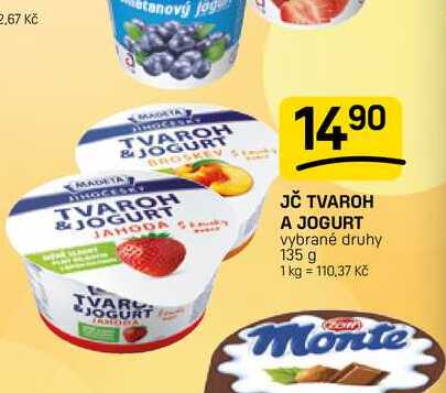 JČ TVAROH A JOGURT vybrané druhy 135 g 