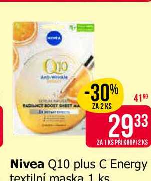 Nivea Q10 plus C Energy textilní maska 1 ks 