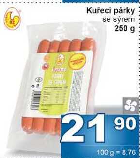 Kuřeci párky se sýrem 250 g