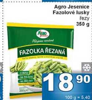 Agro Jesenice Fazolové lusky řezy 350 g