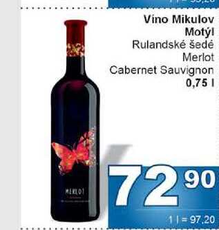 Vino Mikulov Motýl Rulandské šedé Merlot Cabernet Sauvignon 0,75l
