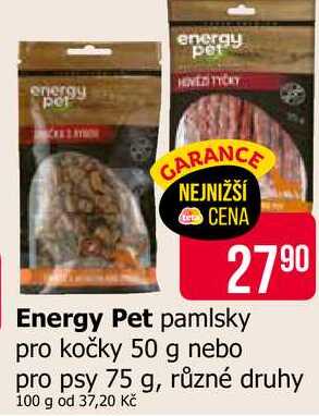 Energy Pet pamlsky pro kočky 50 g nebo pro psy 75 g