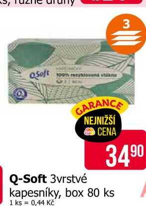 Q-Soft 3vrstvé kapesníky, box 80 ks