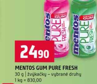 MENTOS GUM PURE FRESH 30 g žvýkačky vybrané druhy  