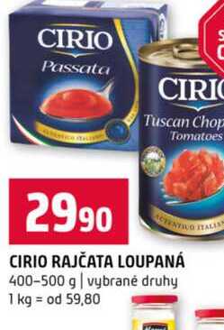 CIRIO RAJČATA LOUPANÁ 400-500 g vybrané druhy 