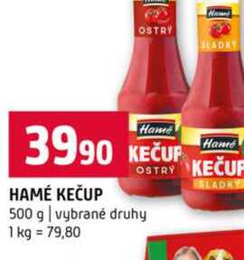 HAMÉ KEČUP 500 g vybrané druhy 