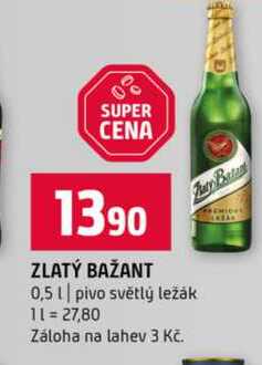 ZLATÝ BAŽANT 0,5l pivo světlý ležák 