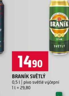 BRANÍK SVĚTLÝ 0,5l pivo světlé výčepní
