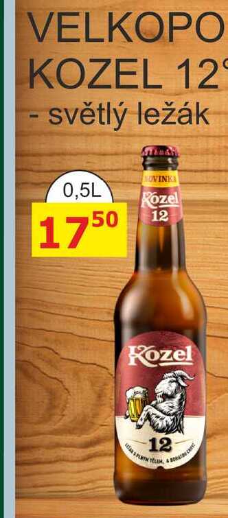 VELKOPOVICKÝ KOZEL 12° světlý ležák 0,5L