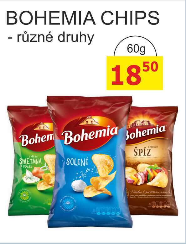 BOHEMIA CHIPS - různé druhy 60g 
