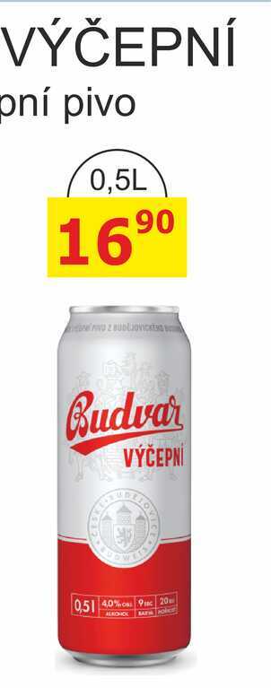 BUDVAR Pivo světlé výčepní 0,5l 0.5l plechovka