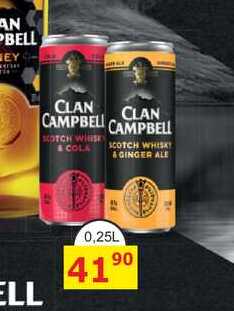 CLAN CAMPBELL SCOTCH WHISKY & GINGER ALE 0,25L