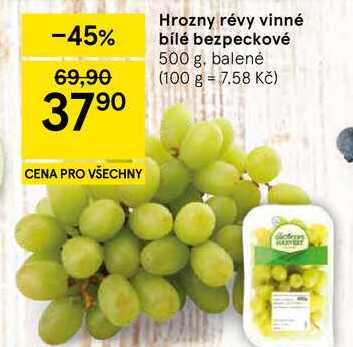 Hrozny révy vinné bílé bezpeckové, 500 g, balené