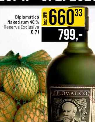 Diplomático Naked rum 40% Reserva Exclusiva 0,7l