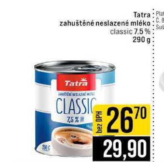 Tatra zahuštěné neslazené mléko classic 7,5% 290 g