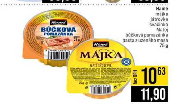 Hamé majka játrovka svačinka Matěj búčková pomazánka pasta z uzeného masa 75g 