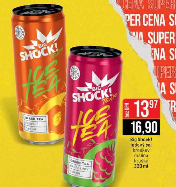 Big Shock! ledový čaj broskev malina hruška 330 ml 