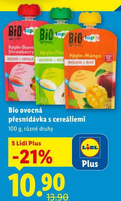 Bio ovocná přesnídávka s cereáliemi, 100 g