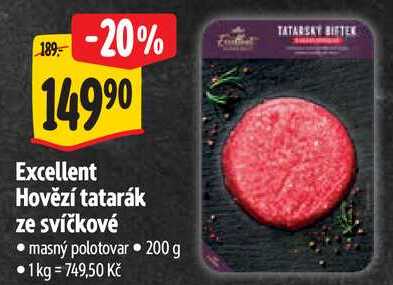Excellent Hovězí tatarák ze svíčkové, 200 g