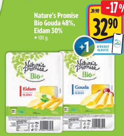 Nature's Promise Bio Gouda 48%, Eidam 30%, 100 g