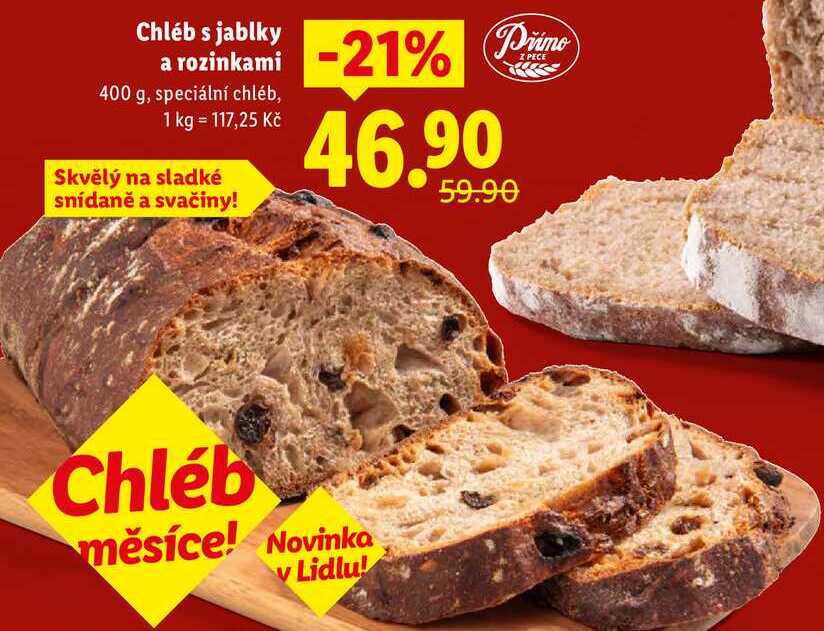 Chléb s jablky a rozinkami, 400 g