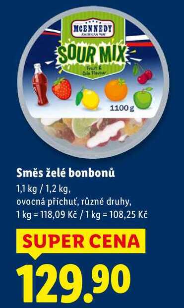 Směs želé bonbonů, 1,1 kg/1,2 kg,