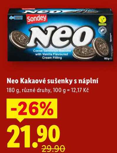 Neo Kakaové sušenky s náplní, 180 g
