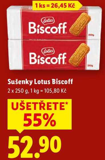 Sušenky Lotus Biscoff, 2x 250 g