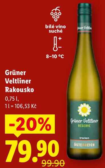 Grüner Veltliner Rakousko, 0,75 l