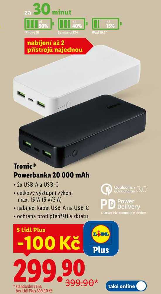 Tronic Powerbanka 20 000 mAh