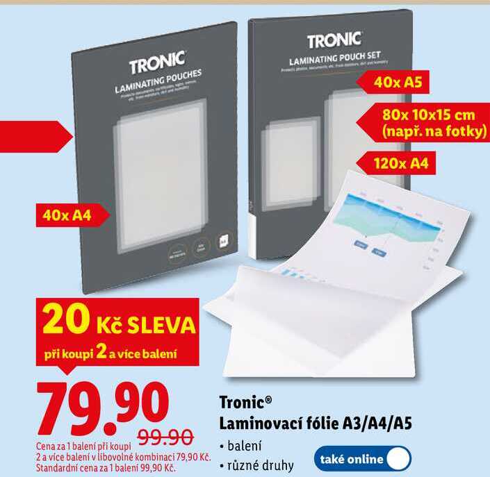 Tronic Laminovací fólie A3/A4/A5