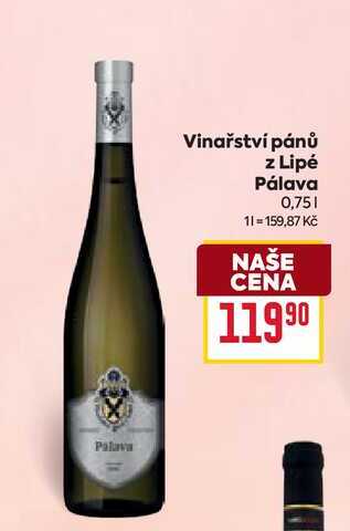 Palava Vinařství pánů z Lipé Pálava 0,75l