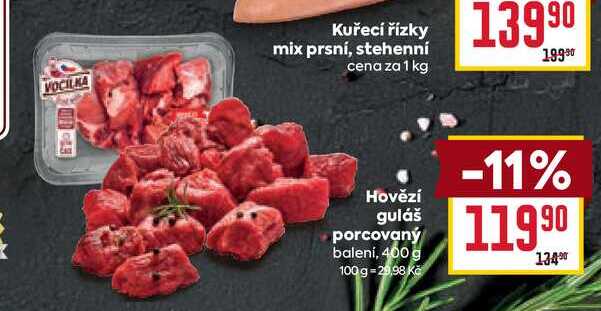 Hovězí guláš porcovaný balení, 400g 