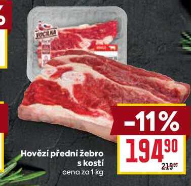 Hovězí přední žebro s kosti cena za 1 kg