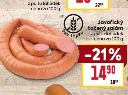 Javořický točený salám lepku z pultu lahůdek cena za 100 g