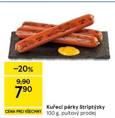 Kuřecí párky Striptýzky, 100 g