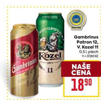 Gambrinus Patron 12, V. Kozel 11 0,51, plech