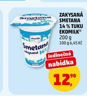 ZAKYSANÁ SMETANA 14% TUKU EKOMILK, 200 g
