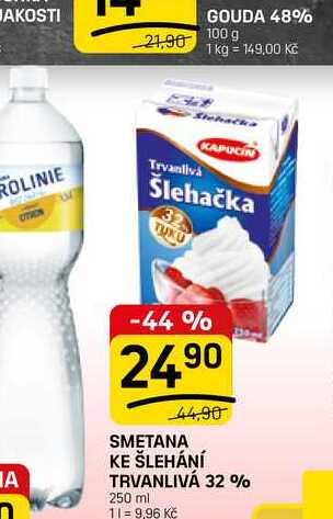 SMETANA KE ŠLEHÁNÍ TRVANLIVÁ 32% 250 ml